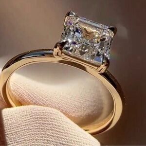 2CT Asscher Cut Moissanite Ring - Solitaire Asscher Cut Lab Diamond size 8